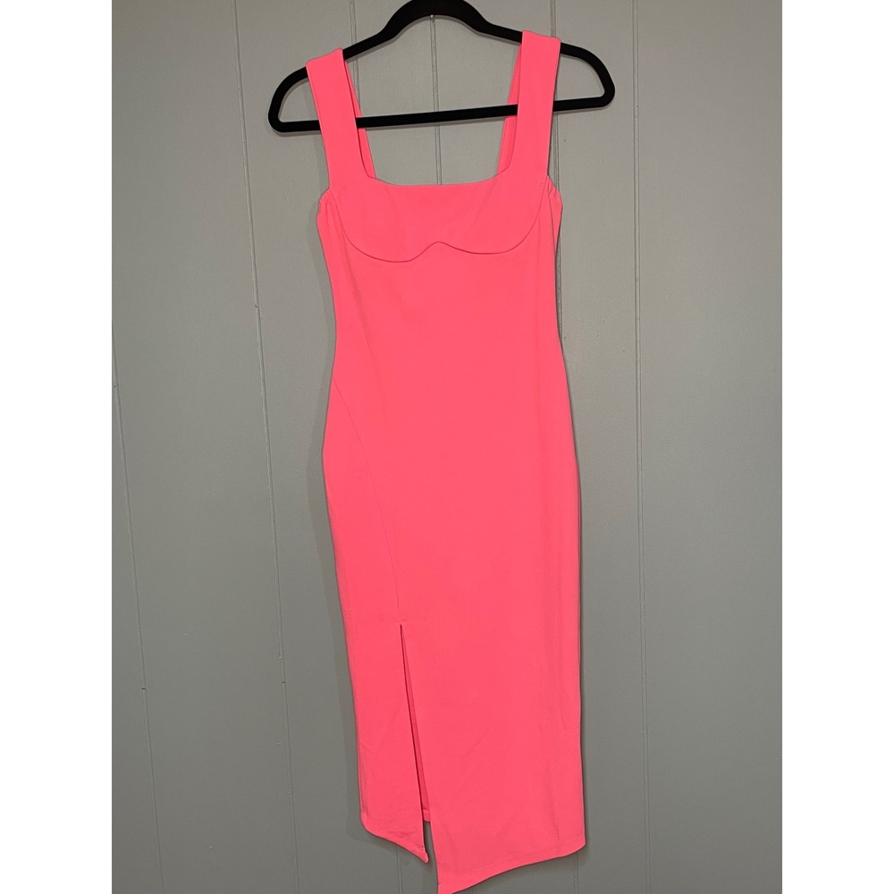 Hello Molly Midi Dress Womens US 2 Pink Excellent Underwire Slit Bodycon